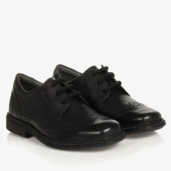 Boys Black Leather Brogue Shoes