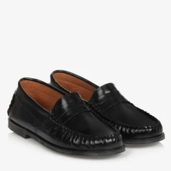 Boys Black Leather Loafers