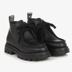 Boys Black Leather Moccasin Toe Boots