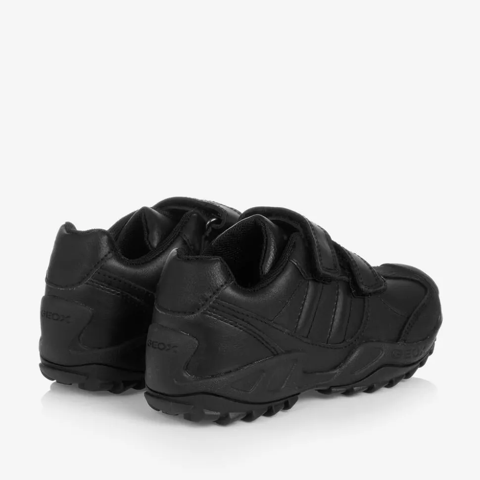 Boys Black Leather Trainers