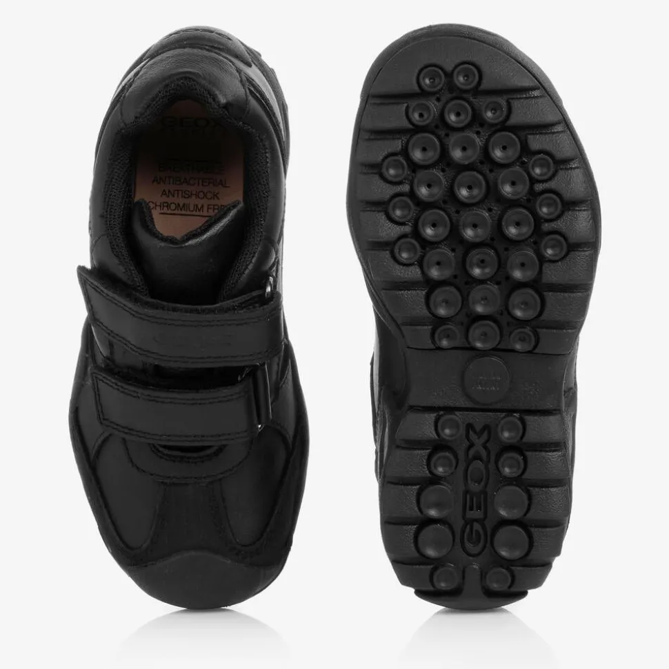 Boys Black Leather Trainers