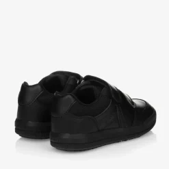 Boys Black Leather Trainers