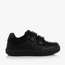 Boys Black Leather Trainers