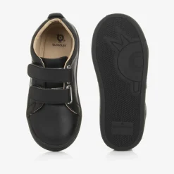 Boys Black Leather Trainers