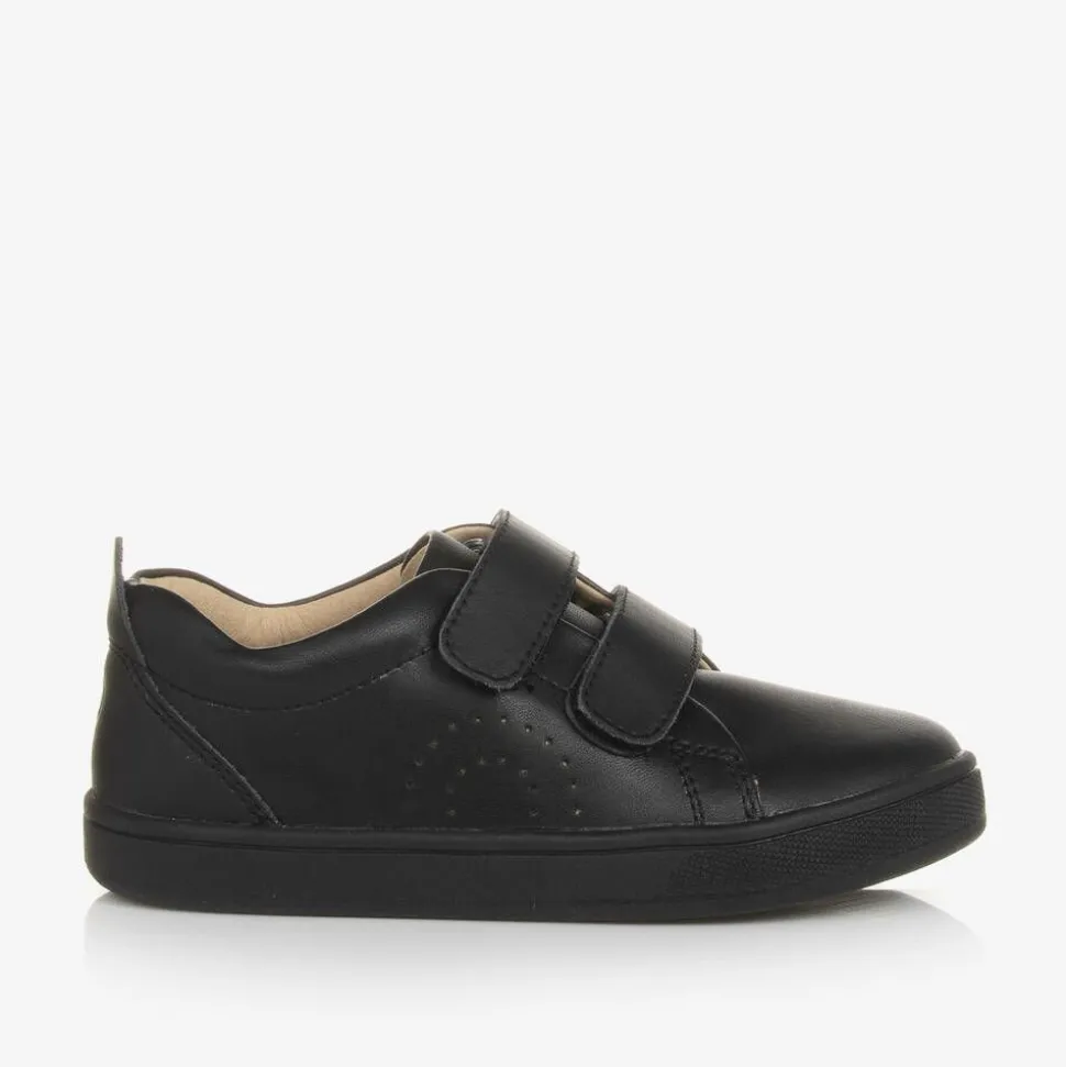 Boys Black Leather Trainers