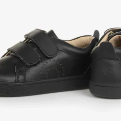 Boys Black Leather Trainers