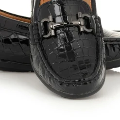 Boys Black Patent Horsebit Loafers