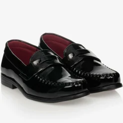 Boys Black Patent Penny Loafers