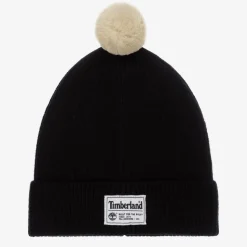 Boys Black Ribbed Beanie Hat