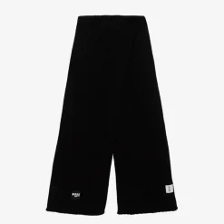 Boys Black Ribbed Knit Scarf