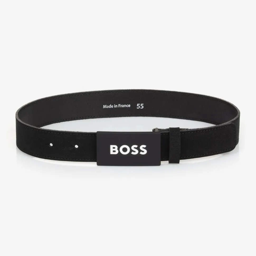 Boys Black Suede Leather Belt