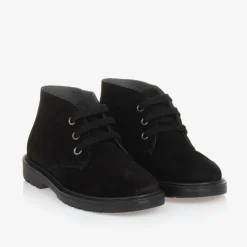 Boys Black Suede Leather Ankle Boot