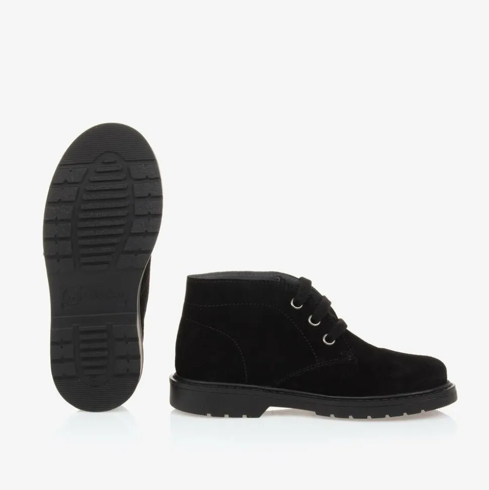Boys Black Suede Leather Ankle Boot