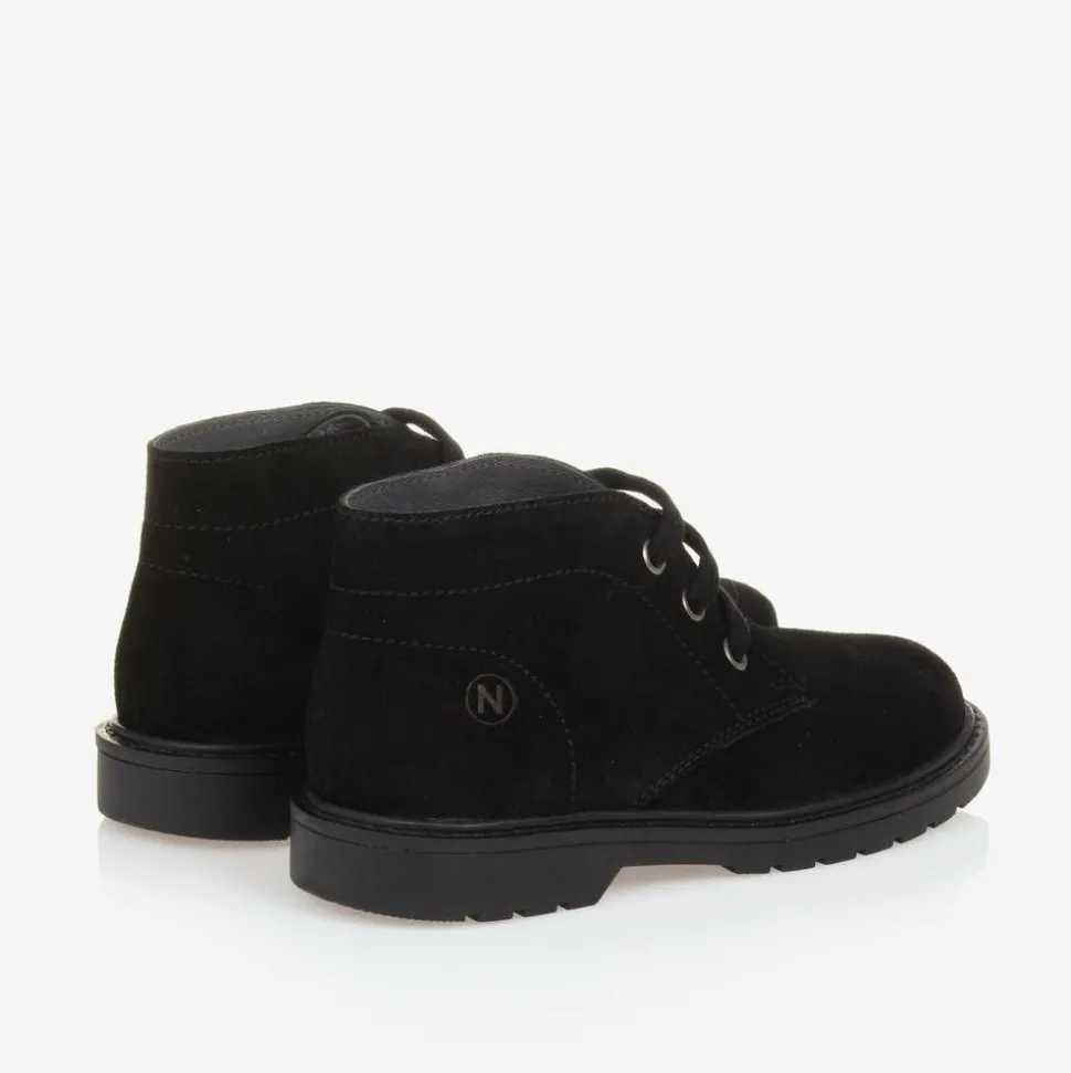 Boys Black Suede Leather Ankle Boot
