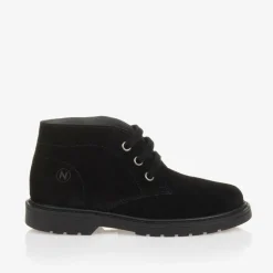 Boys Black Suede Leather Ankle Boot