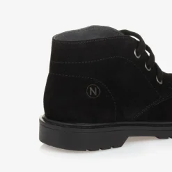 Boys Black Suede Leather Ankle Boot