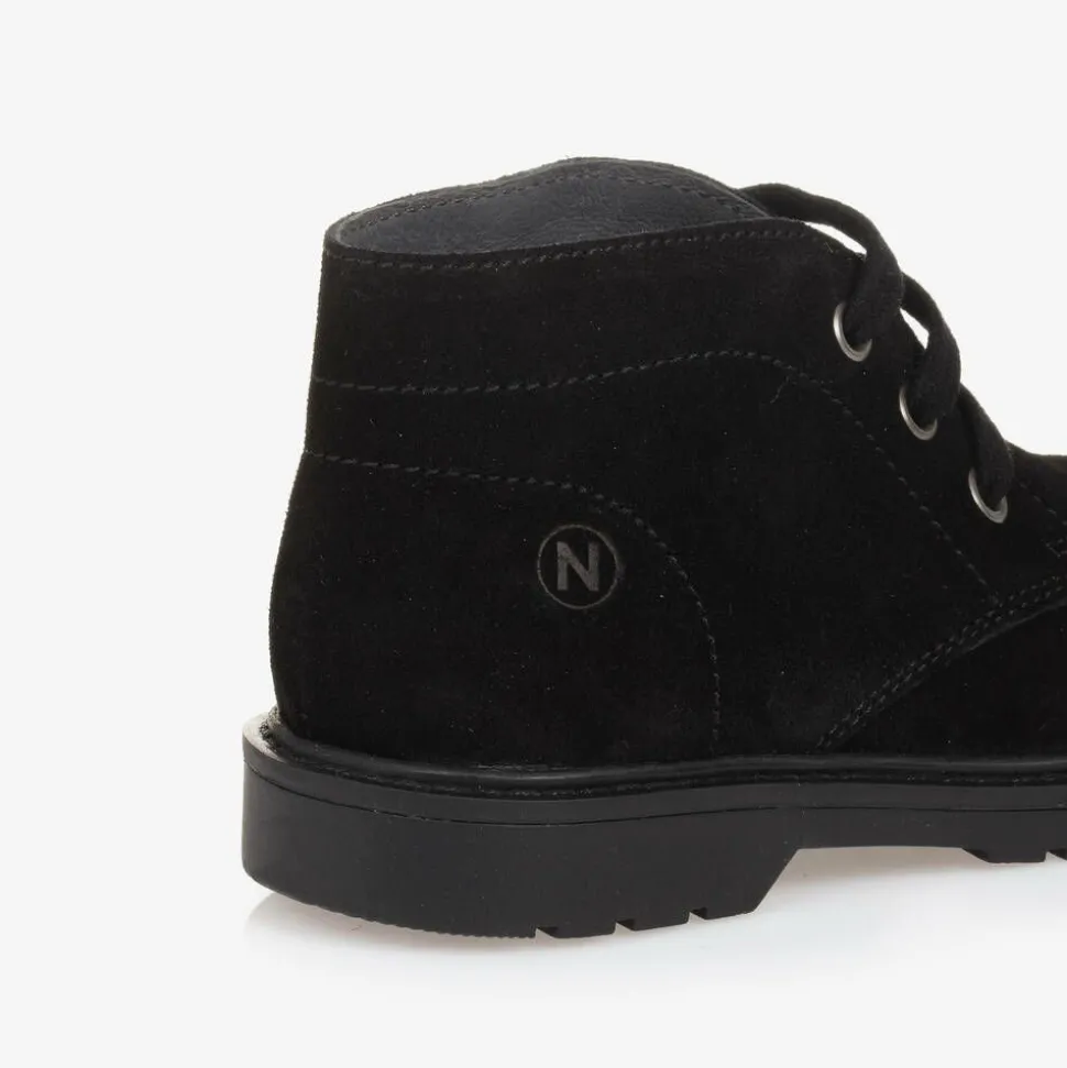 Boys Black Suede Leather Ankle Boot