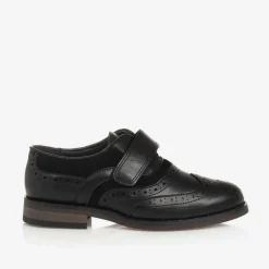 Boys Black Velcro Brogues