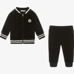 Boys Black Velour Tracksuit