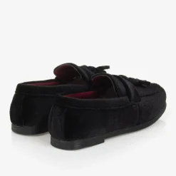 Boys Black Velvet Loafers