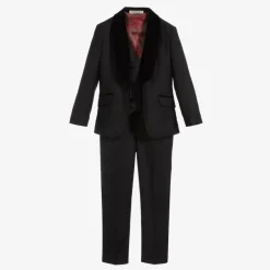Boys Black Velvet Trim Suit