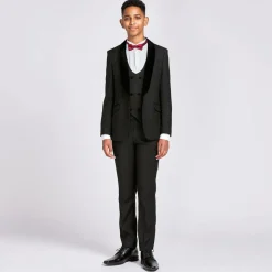 Boys Black Velvet Trim Suit