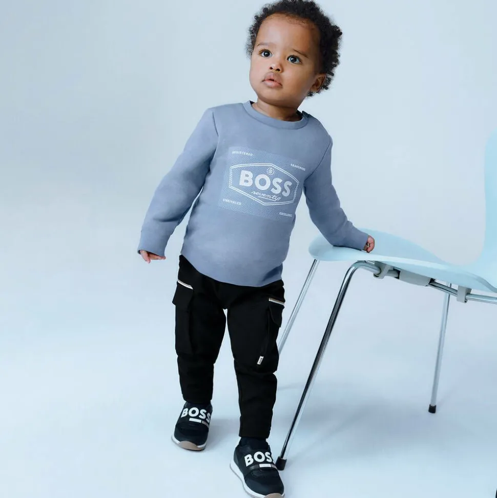 Boys Black Viscose Cargo Trousers