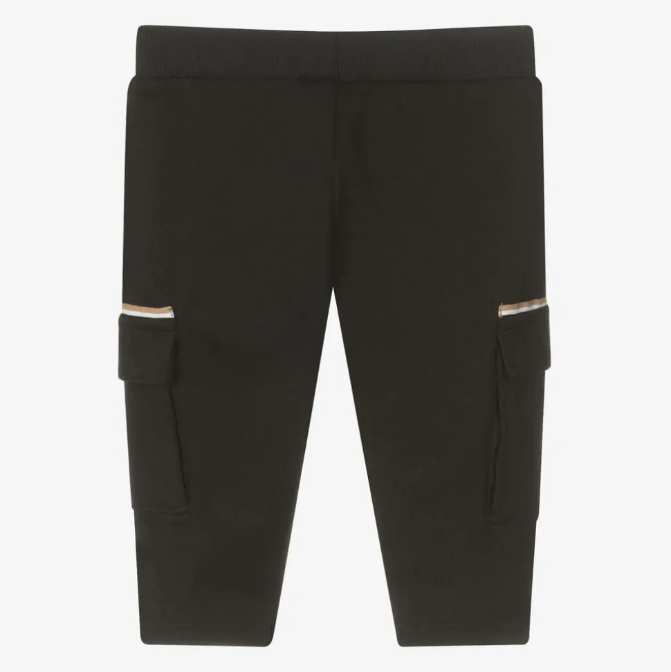 Boys Black Viscose Cargo Trousers
