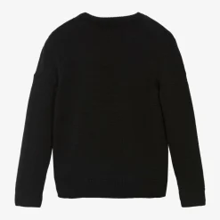 Boys Black Wool Knit Sweater