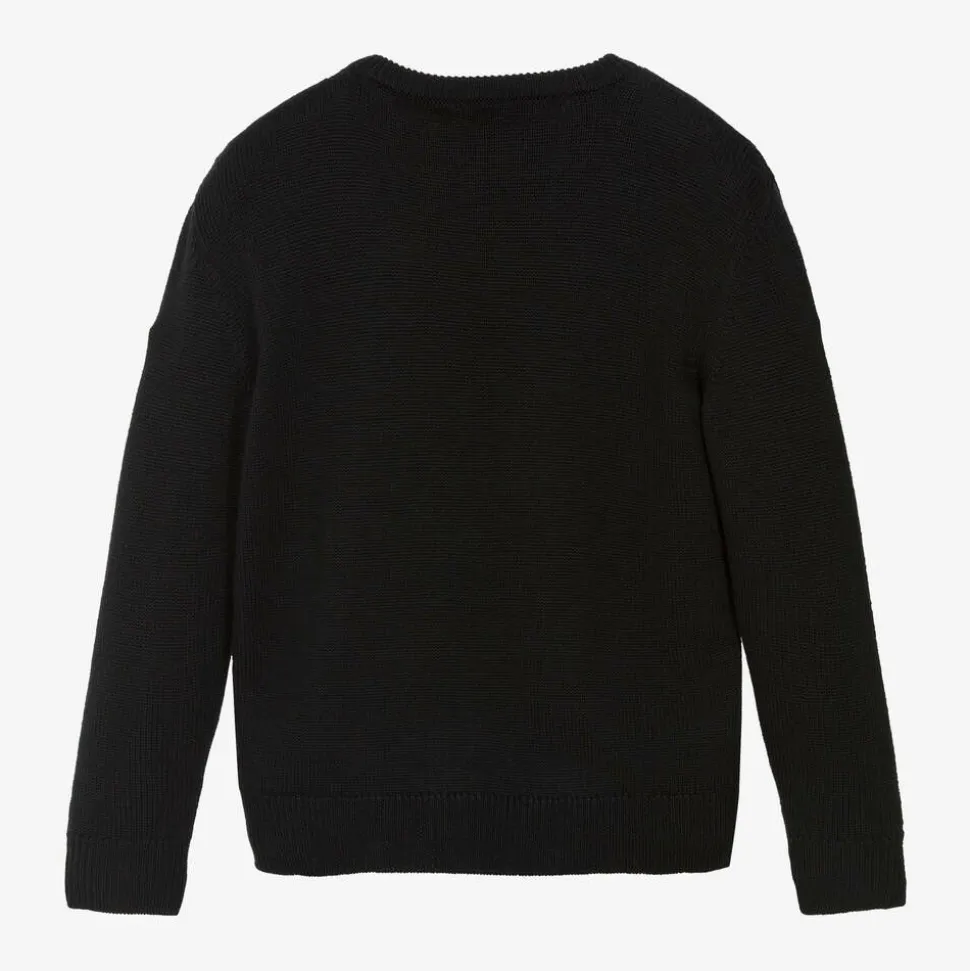 Boys Black Wool Knit Sweater