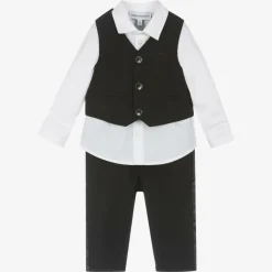 Boys Black Wool Waistcoat Suit