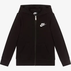 Boys Black Zip-Up Hooded Top
