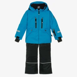 Boys Blue & Black Snowsuit & Snood Set