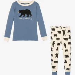 Boys Blue & Ivory Cotton Bear Pyjamas
