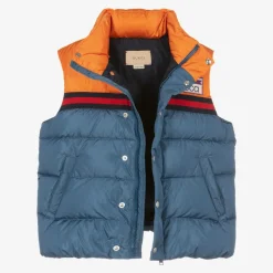 Boys Blue & Orange Puffer Gilet