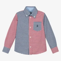 Boys Blue & Red Check Cotton Shirt