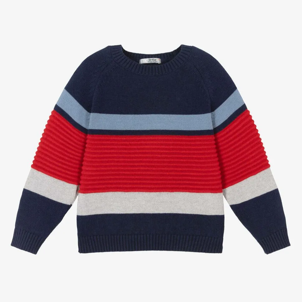 Boys Blue & Red Stripe Jumper