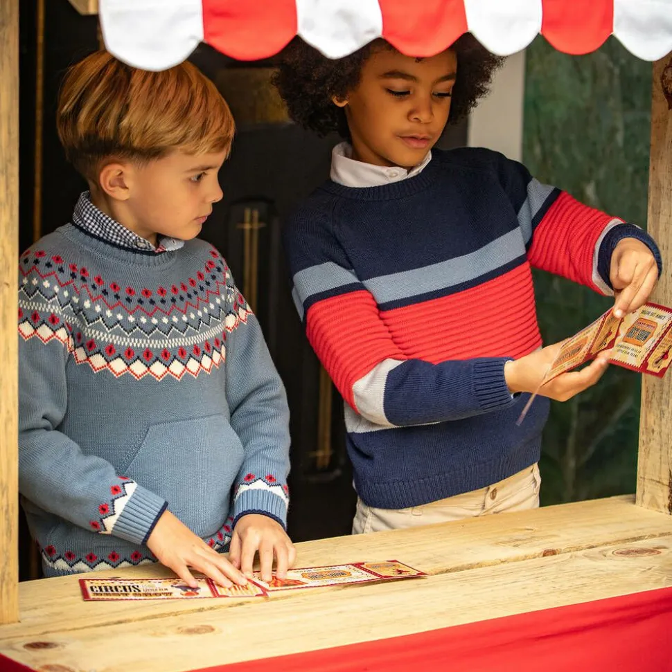 Boys Blue & Red Stripe Jumper