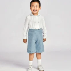 Boys Blue & White Cotton Buster Suit