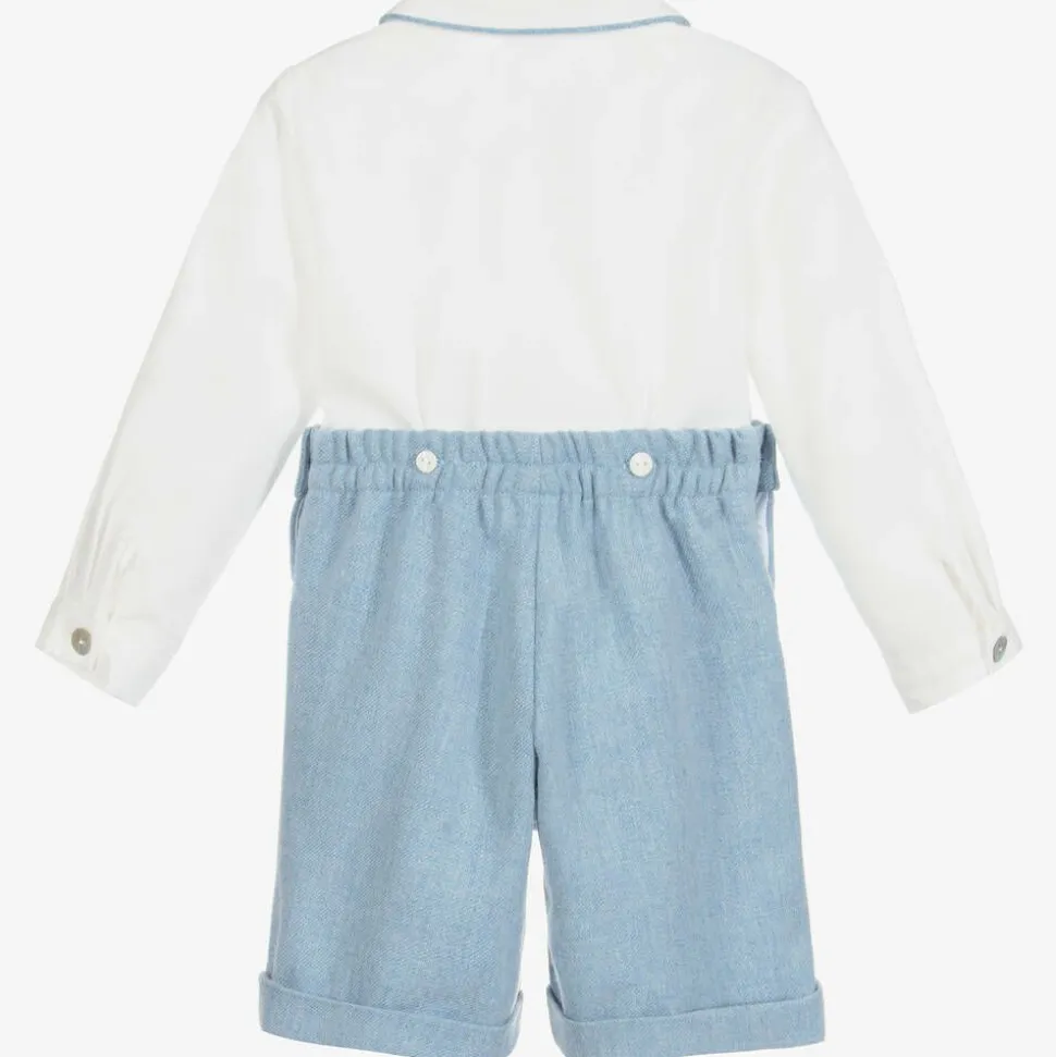 Boys Blue & White Cotton Buster Suit