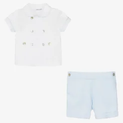 Boys Blue & White Cotton Buster Suit