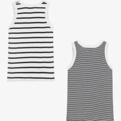 Boys Blue & White Cotton Vests (2 Pack)