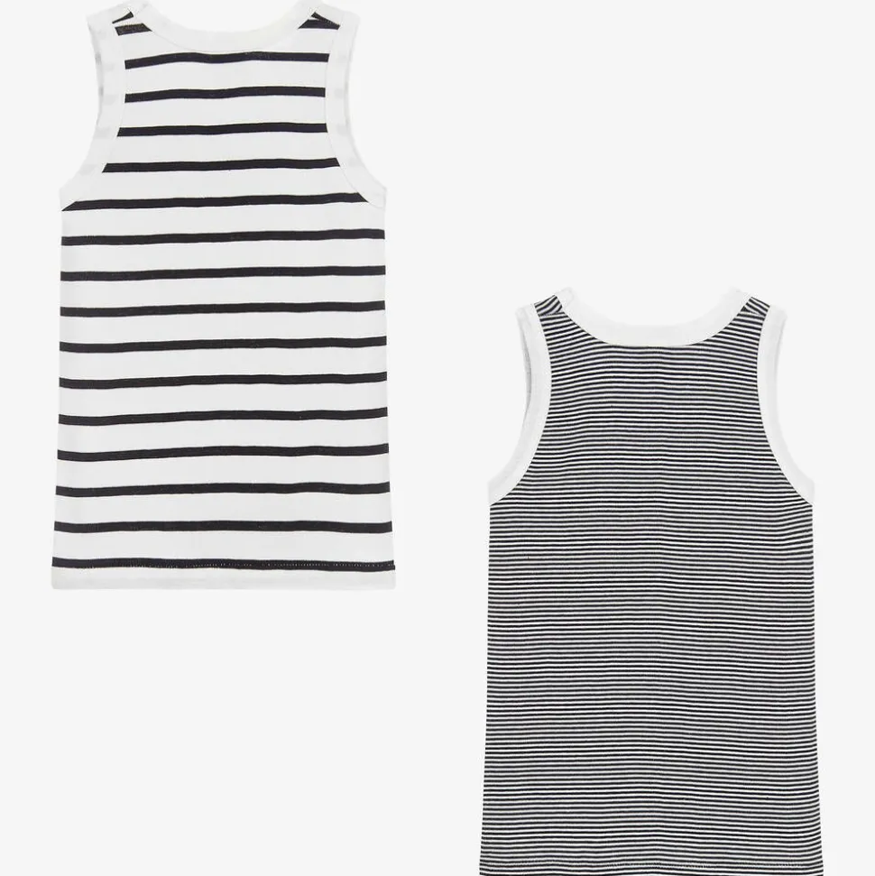 Boys Blue & White Cotton Vests (2 Pack)