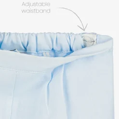 Boys Blue & White Hand-Smocked Buster Suit