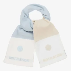 Boys Blue & Beige Reversible Scarf (118cm)