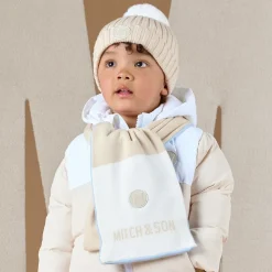 Boys Blue & Beige Reversible Scarf (118cm)