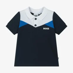 Boys Blue Colourblock Cotton Polo Shirt