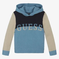Boys Blue Colourblock Hooded Sweater