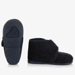 Boys Blue Corduroy Slippers