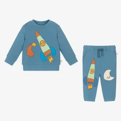 Boys Blue Cosmic Print Organic Cotton Tracksuit